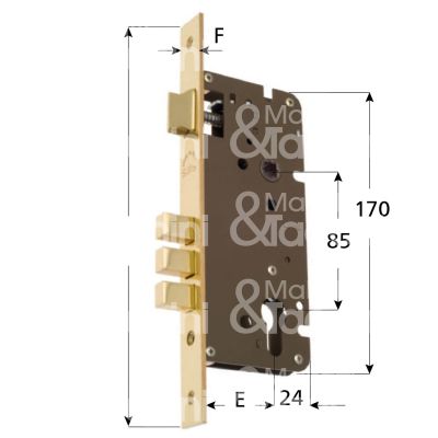 Sab 22008570 serratura infilare per infissi legno/ferro 2 mandate cilindro sagomato 70 laterale 3 pistoni piÙ scrocco