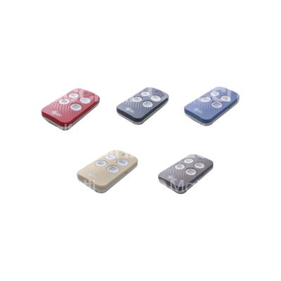 Art. rke15400 set. 5 pz assortiti radiocomandi air4 v64 frequenza: 433,92+868 mhz codice fisso e rolling code - frequenza 433,92 + 868 mhz rolling-code colore assortiti quarzo - canali 4 modello radiocomando air4v64