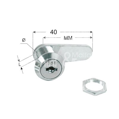 Viro 1032 serratura universale a leva Ø 19 lunghezza mm 20 ambidestra chiave piatta kd rotazione 90° 2 estrazione nichelato