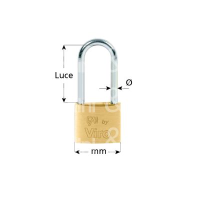 Viro 55364ka lucchetto ad arco lungo mm 30 chiave piatta cifratura ka