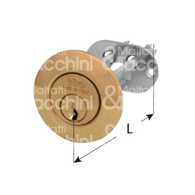 Viro 712 cilindro per ferroglietto staccato 85 mm chiave piatta cifratura kd ottone satinato