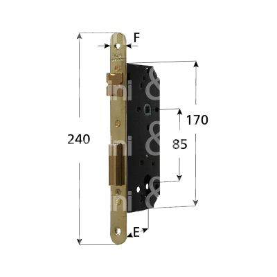 Viro 7435301 serratura patent bordo tondo e 30 int. man. 85 scrocco piÙ catenaccio ottonata