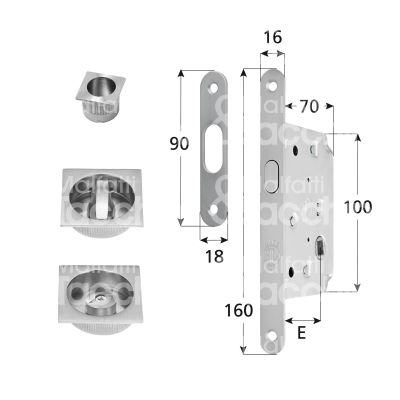 Stv serrature st091451 kr6 kit per porta scorrevole con serratura a gancio rientrante e 50 ambidestra per porte interne cromo satinato foro quadro 8