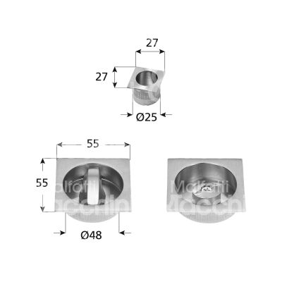 Stv serrature st091458 kr6 kit maniglia incasso per porte scorrevoli ambidestra per porte interne cromo satinato foro Ø 48