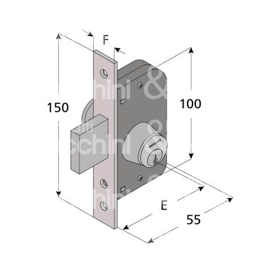 Welka 06630000 serratura per cancello impennata solo catenaccio + 25 e 30 ambidestra cilindro tondo fisso 2 mandate