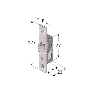 Welka 11515020 serratura per montanti laterale solo scrocco e 15 foro ovale ambidestra