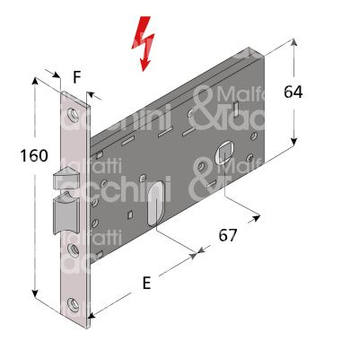 Welka 30460010 elettroserratura per fasce laterale e 60 ambidestra foro ovale senza mandate frontale 16 x 160