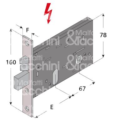 Welka 30690010 elettroserratura per fasce laterale e 90 ambidestra foro ovale 3 mandate frontale 16 x 160