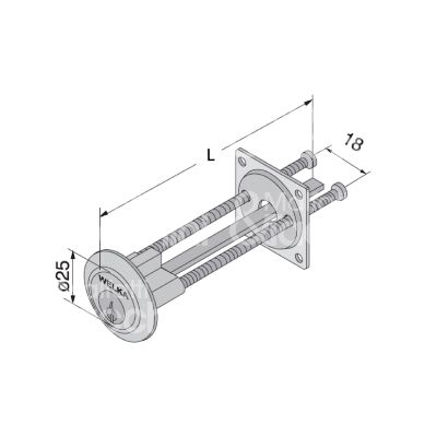 Welka 60400001 cilindro per ferroglietto staccato 90 mm Ø 25 chiave piatta profilo dx cifratura kd ottone satinato