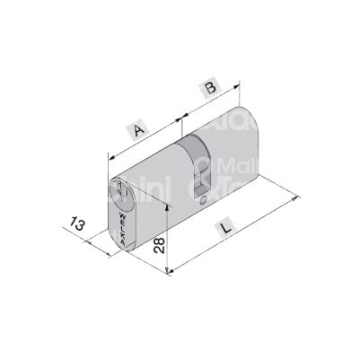 Welka 70222220 cilindro ovale chiave/chiave 27 x 27 = 54 mm chiave piatta profilo dx cifratura kd ottone satinato