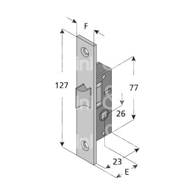 Welka gd11315010 serratura per montanti laterale solo scrocco e 15 foro quadro 8 ambidestra