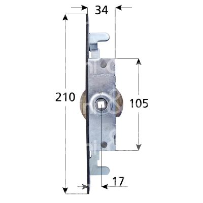 M&t 900 09380 movimento cremonese infilare art. 100125a acciaio bronzato e mm 17 chiusura triplice giro completo frontale mm 208 x 20 cassa mm 105 x 35