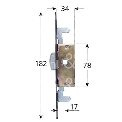 M&t 900 09382 movimento cremonese infilare art. 10022b acciaio bronzato e mm 17 chiusura triplice mezzo giro frontale mm 180 x 20 cassa mm 75 x 35