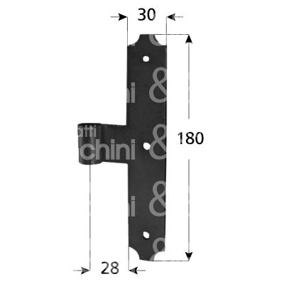 M&t 900 12806 cantonale per persiana art. 243 centrale a t ferro nero mano ambidestro Ø mm 12 l mm 180 x h mm 30