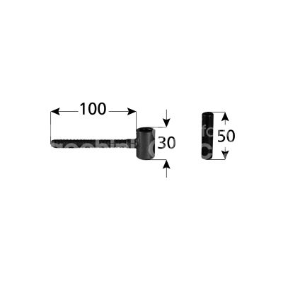 M&t 900 12910 cardine avvitare con spina a levare art. 16 ferro nero mano ambidestro Ø mm 12 l mm 100 x h mm 30-50