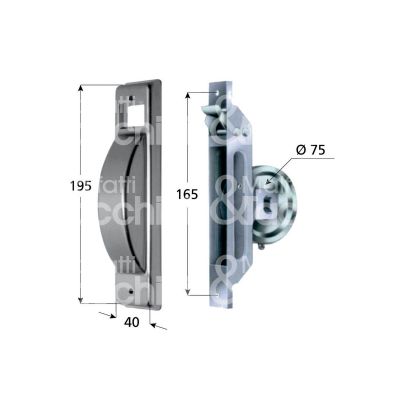 M&t 900 14062 avvolgitore semincasso art. a760e mt 9 Ø mm 75 interasse mm 165 con placca finitura alluminio mano ambidestro