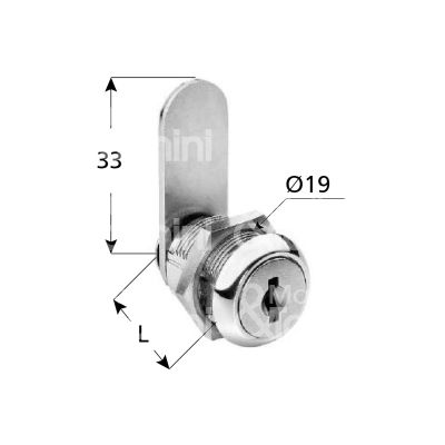 M&t 900 19582 serratura universale a leva Ø 19 lunghezza mm 20 ambidestra chiave piatta kd rotazione 90° 2 estrazione nichelato