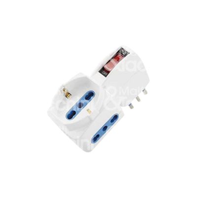 M&t 900 88831 adattatore civile triplo schuko con interruttore salvaspazio art. 8117/f bianco spina 2p + t / presa 2p + t - 10 a con sovaccarico - 250v -