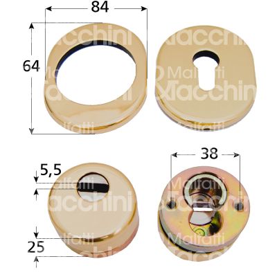 M&t 935 04091 protettore incasso interasse fori mm 38 misura Ø 50 profondita' mm 25 bronzato