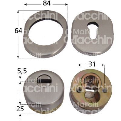 M&t 935 04095 protettore incasso interasse fori mm 31 misura Ø 50 profondita' mm 25 ottone bronzato