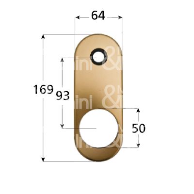 M&t 935 04251 placca foro maniglia piÙ protettore alluminio bronzato interasse 93 mm 64 x 169 Ø 50,5