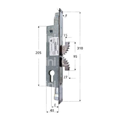 M&t 935 04650 serratura infilare a gancio rientrante e 30 ambidestra per montanti inox foro sagomato