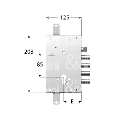 M&t 935 cs12860sl serratura blindata a cilindro triplice e 64 ambidestra 4 catenacci piÙ scrocco int. cat. 28 sporg. 3,5