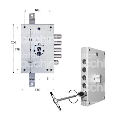 M&t 935 sl12860reg serratura blindata a cilindro triplice e 63 ambidestra 4 catenacci piÙ scrocco int. cat. 28 sporg. 3,5