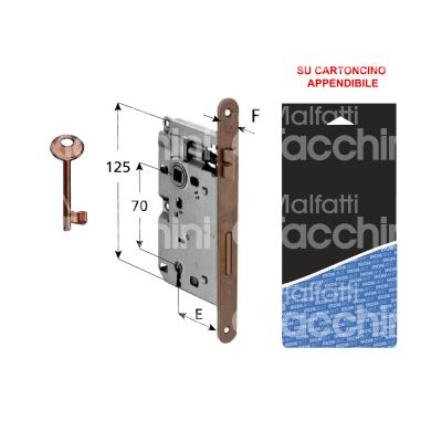 Agb b05714522b serratura patent bordo tondo e 45 int. man. 70 scrocco piÙ catenaccio bronzata